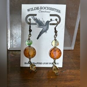 Art Nouveau Style Hand Crafted Dangle Earrings Czech Crystal Beads